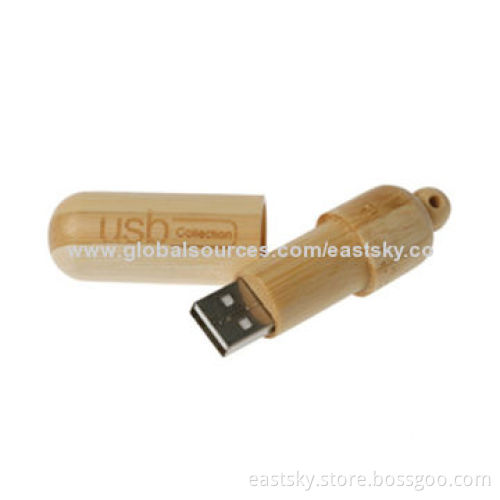 Wood Pill Style USB Flash Drive, USB2.0 Interface, USB3.0 for Option, OEM Services are Welcome